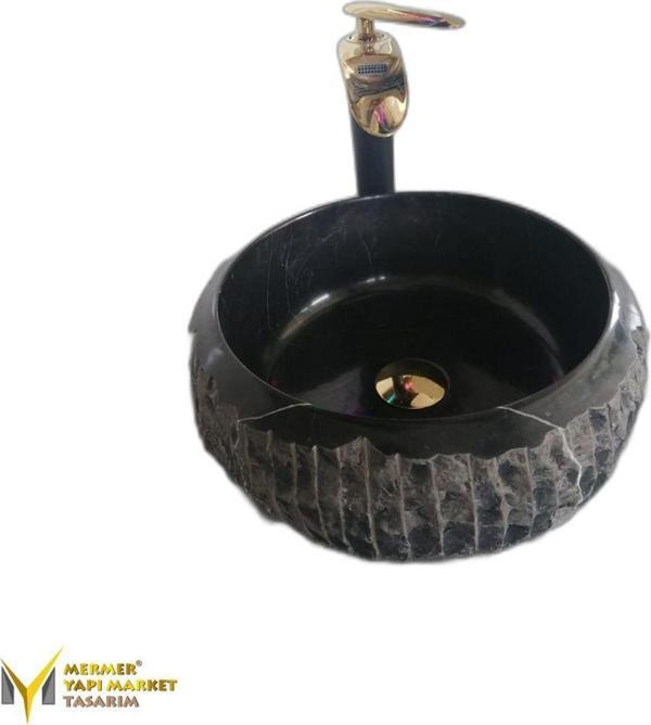 Mym Mermer Yapı Market Toros Siyah Dikey Patlatma Mini Lavabo - Image 1