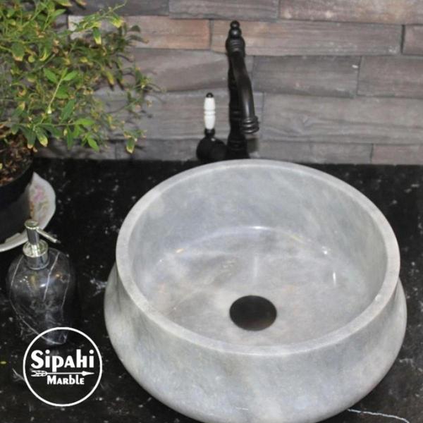 Mym Mermer Yapı Market Afyon Bulutlu Mermer Armut Lavabo - Image 1