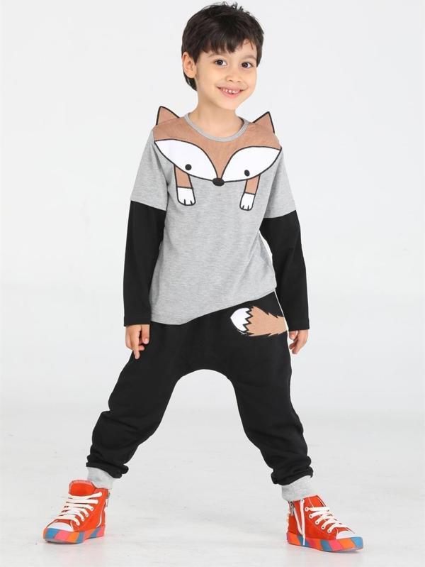 Tilki Baggy Erkek Çocuk Pantolon + T-shirt Takım - Image 1