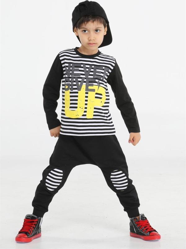 Up Çizgili Erkek Çocuk Pantolon + T-shirt Takım - Image 1