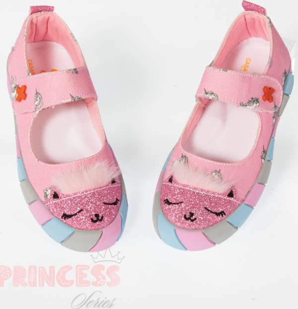 Pembe Kedi Kanvas 3D Kız Çocuk Babet - Image 1
