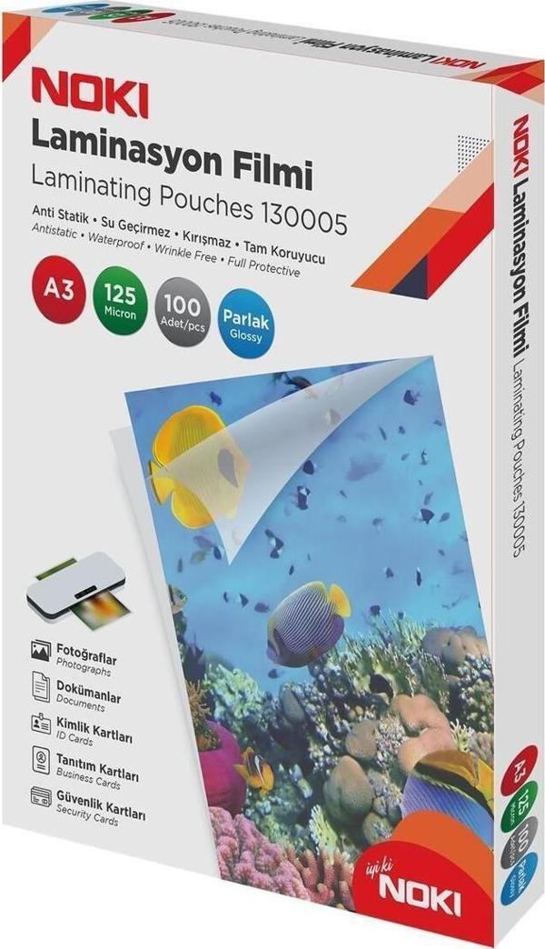 Noki Laminasyon Filmi Parlak 125 Micron A3 130005 (100 Lü Paket) - Image 1