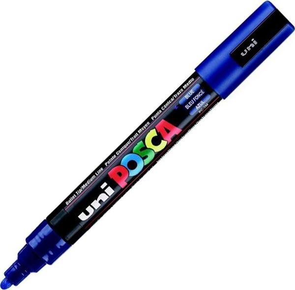 Uni-Ball Posca Markör Boyama Kalemi Su Bazlı 1.8-2.5 Su Bazli Poster Markörü Mavi N Pc-5M (6 Lı Paket) - Image 1