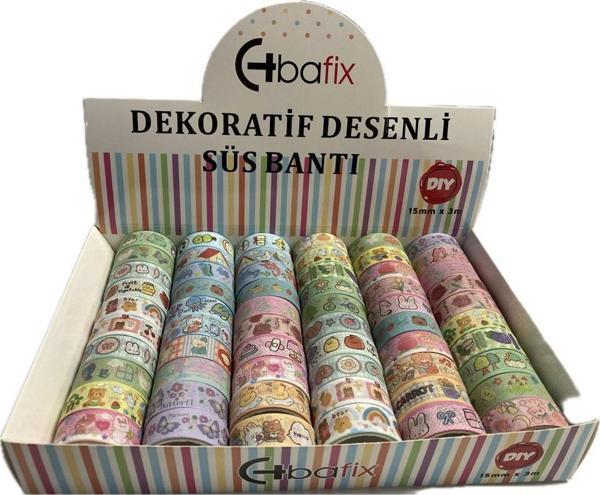 Bafix Desenli Bant Dekoratif Süs Bantı 15 Mm X 3 Metr Bfx-Deb0004 (60 Lı Paket) - Image 1