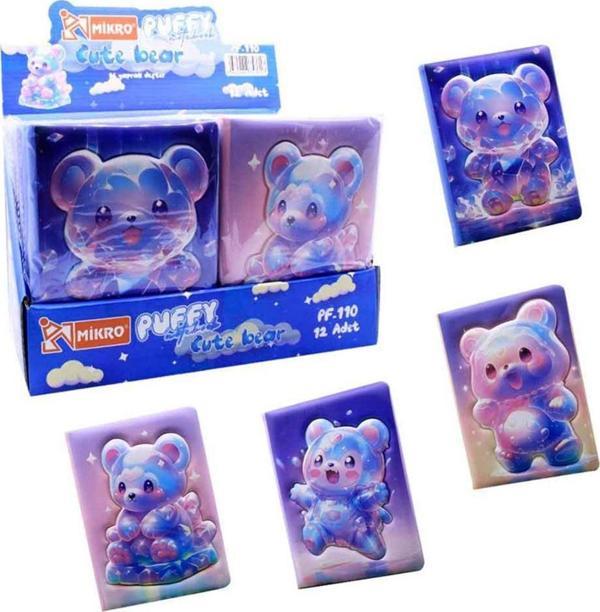 Mikro Not Defteri Puffy Cute Bear Pf-110 (Karışık Renk 1 Adet) - Image 1