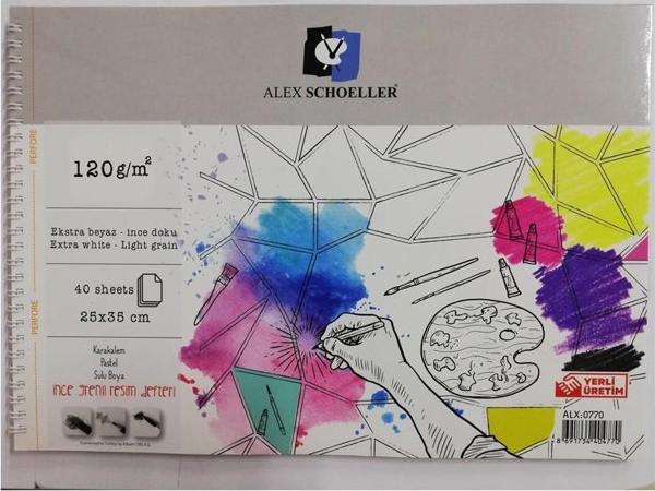 Alex Schoeller Spiralli Resim Defteri 25X35 Cm 120 Gram 40 Yaprak Alx-0770 - Image 1