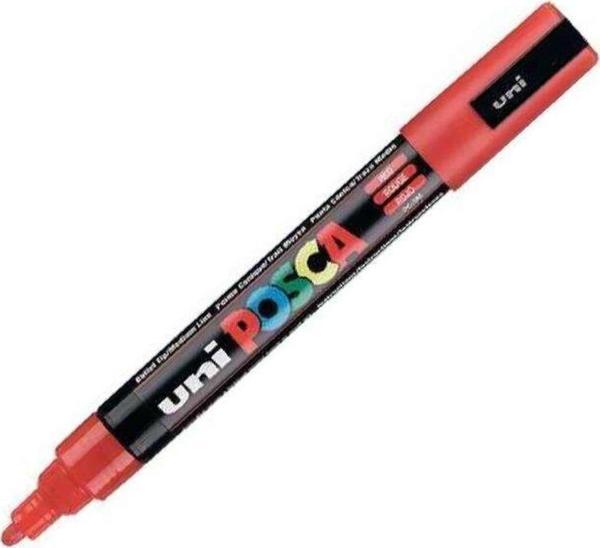 Uni-Ball Posca Markör Boyama Kalemi Su Bazlı 1.8-2.5 Su Bazli Poster Markörü Kırmızı N Pc-5M (6 Lı Paket) - Image 1