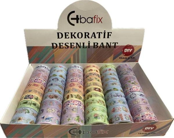 Bafix Desenli Bant Dekoratif 15 Mm X 3 Metre Bfx-Deb0005 (60 Lı Paket) - Image 1