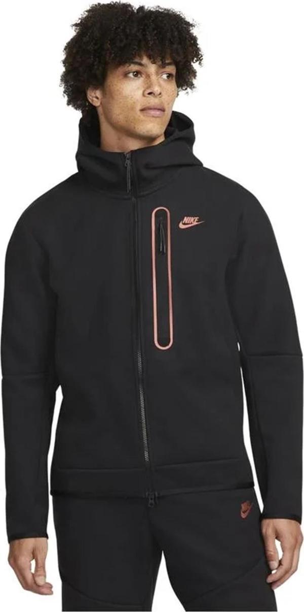 Nike Sportswear Tech Fleece Brushed Full Zip Hoodie Erkek Sweatshirt Siyah - Image 1