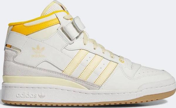 Adidas Orijinal Forum Mid Unisex Leather Sneaker Bilekli Hakiki Deri Günlük Spor Ayakkabı Beyaz Sarı - Image 1