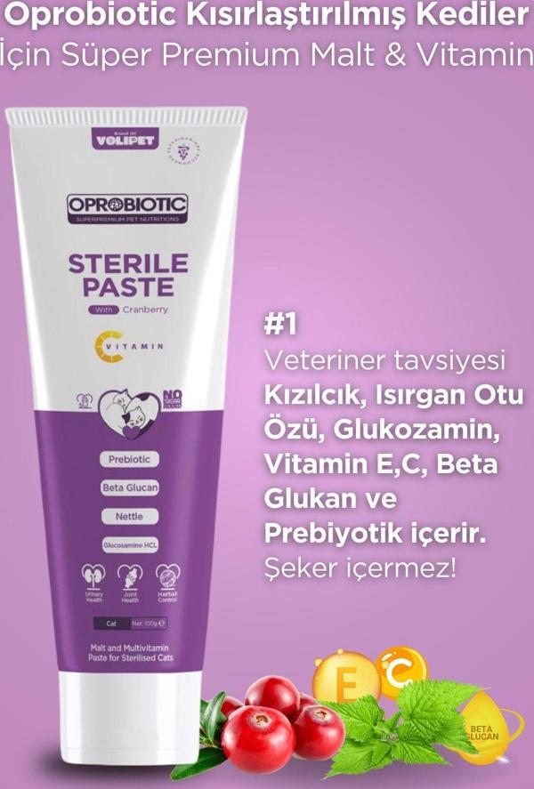 Oprobiotic Sterilised Süper Premium Malt Ve Vitamin Macun 100Gr (Kısır Kedi Malt & Vitamin) - Image 1