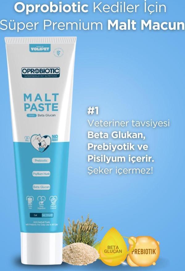 Oprobiotic Kediler İçin Süper Premium Malt Macun 100Gr (Tüy Yumağı Önleyici) - Image 1