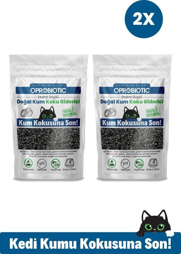 Oprobiotic 2 Adet Clean Doğal Kedi Kumu Koku Giderici 480Gr (2X240Gr) - Image 1