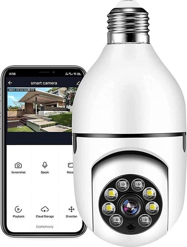 Teknomila Wifi 360 Panoramik Ampul Kamera Gece Görüş Ses Akıllı Hareket Algılayıcı - Image 1