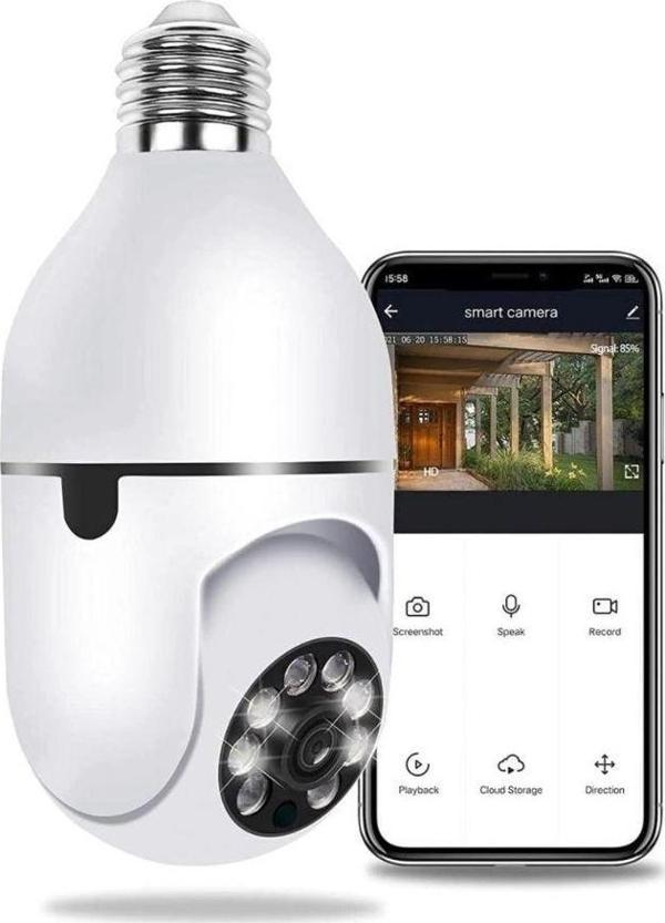 Lisa Butik Cmr-19 Wifi 360 Panoramik Ampul Kamera Gece Görüş Ses Akıllı Hareket Algılayıcı Güvenlik Kamerası - Image 1