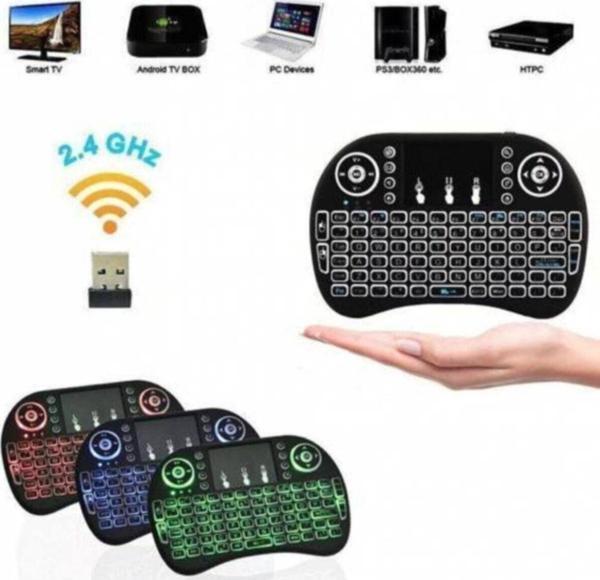 Blue İnter Işıklı Kablosuz Şarjlı Mini Q Klavye Mouse Smart Tv Box Ps3 - Image 1