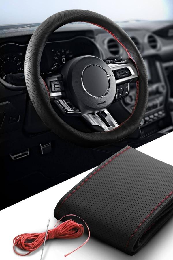 Ayazgurup Citroën Berlingo Dikmeli Direksiyon Kılıfı Noktalı Siyah ( Kırmızı Dikişli ) - Image 1