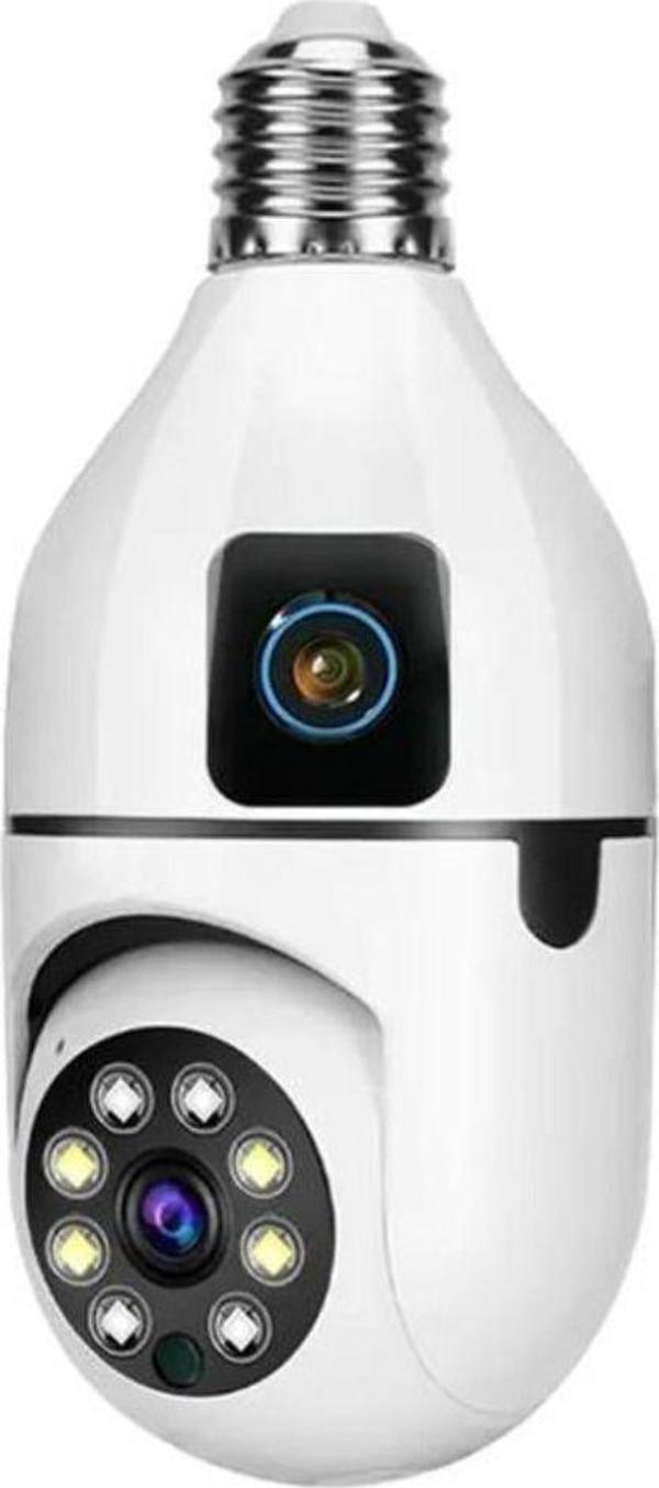 Qasul Kablosuz Ip Güvenlik Gözetleme Kamerası Çift Lensli Otomatik Takip Panoramik Ampul Kamera Kablosuz - Image 1