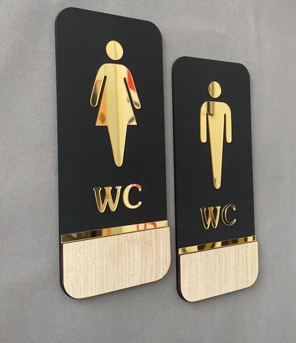 Yönline Meşe Serisi Siyah Mat Gold Kabartmalı Wc Set - Image 1