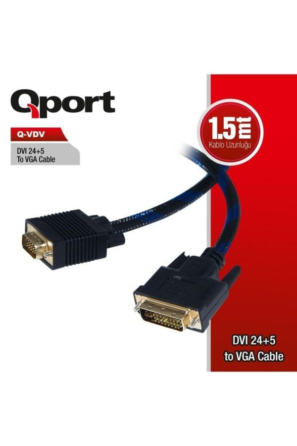 Qport Q-Vdv 1.8Mt Dvı To Vga 24+5 Converter Çevirici Kablo - Image 1