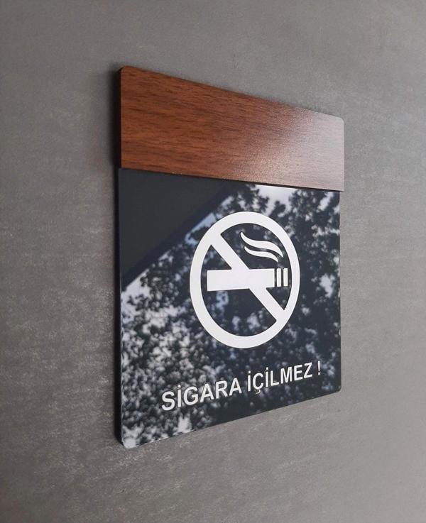 Yönline Wooden Serisi Large Boy Sigara Içilmez Uyarı Levhası - Image 1