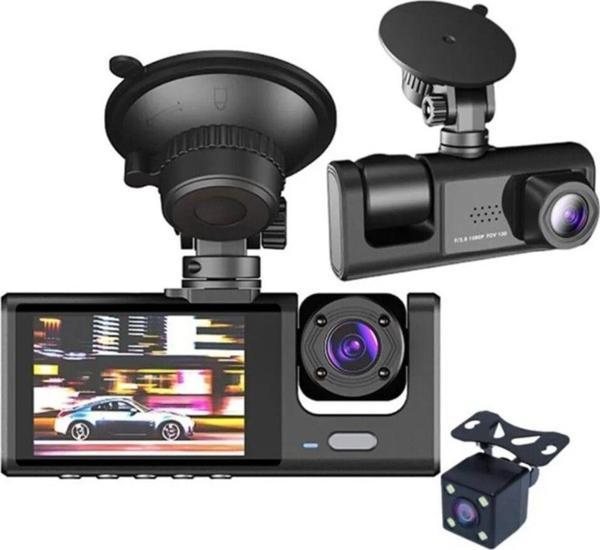 Qasul Araç Içi Kamera 3 Kameralı (Yol + Araç Içi+ Arka) Fhd Video Kayıt Mikrofonlu - Image 1