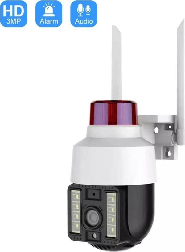 Teknomila Gece Görüşlü Led Işıklı 360° Dönebilen Alarmlı Ip Wifi Dış Ortam Güvenlik Kamerası - Image 1