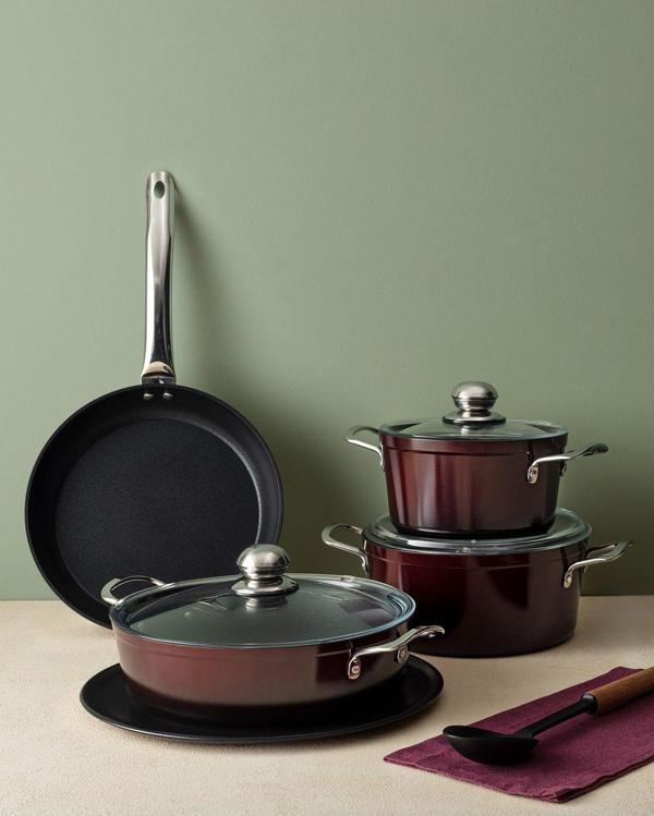 Madame Coco Titanium Professional Tencere Seti 7 Parça - Bordo - Image 1