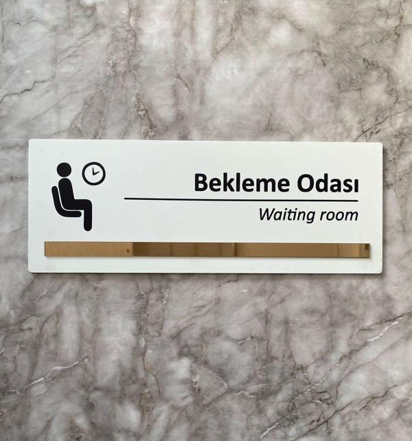 Yönline Bronz Aynalı Beyaz Seri Bekleme Salonu Yönlendirme Levhası - Image 1