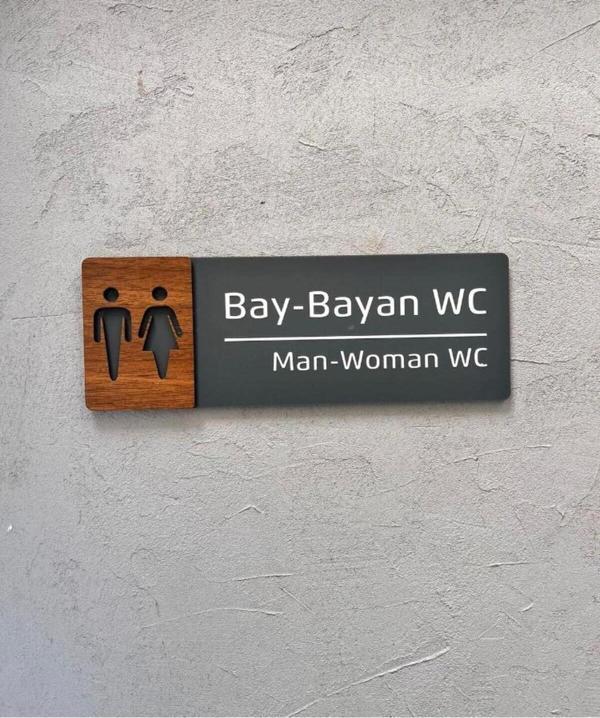 Yönline Ceviz Serisi Bay-Bayan Wc Kapı İsimliği - Image 1