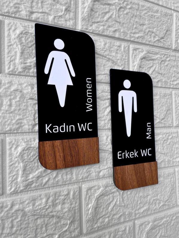 Yönline Timber Serisi Erkek Ve Kadın Wc Set Yönlendirme Levhası - Image 1
