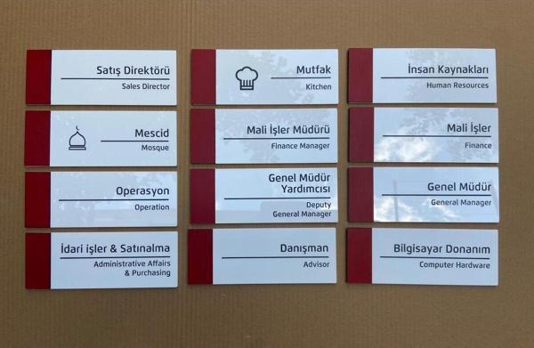 Yönline 10 Adet Pearl Red Serisi Kapı İsimlikleri - Image 1