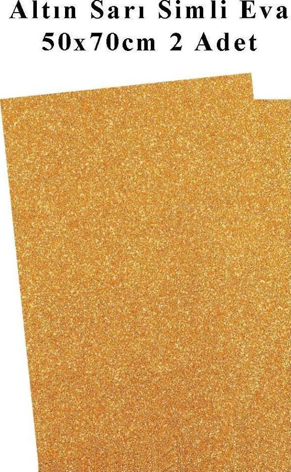 Altın Sarı Gold Simli Eva 50x70 cm 2 Adet Simli Eva Süngeri Okul Kreş Anasınıfı Elişi Etkinlikleri - Image 1
