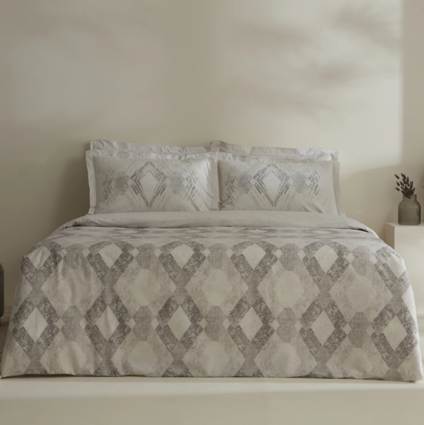 Karaca Home Chain %100 Pamuk 120 Tel Çift Kişilik Saten Nevresim Takımı Gri - Image 1