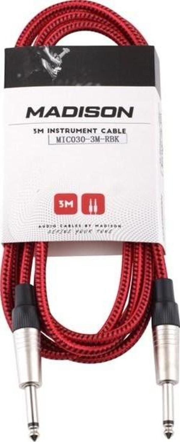 Madison MIC030 Örgülü Kumaş Enstrüman Kablosu - Kırmızı Siyah (3m - Image 1