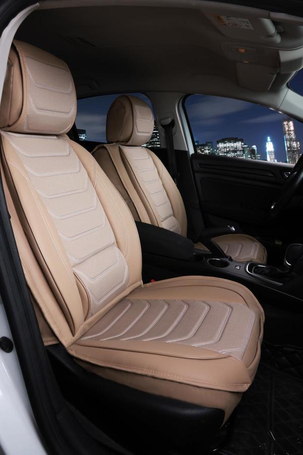Dacia Lodgy 5 Koltuklu 2+1 Parçalı Lüx Deri Oto Koltuk Kılıfı Ön Arka Takım Eagle BEJ - Image 1