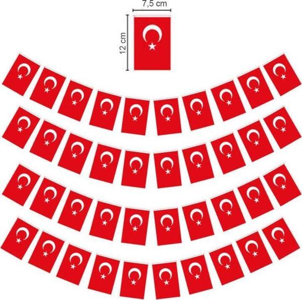 Orta ipli Türk Bayrağı Kağıt İpli Bayrak - 1 Adet - Image 1