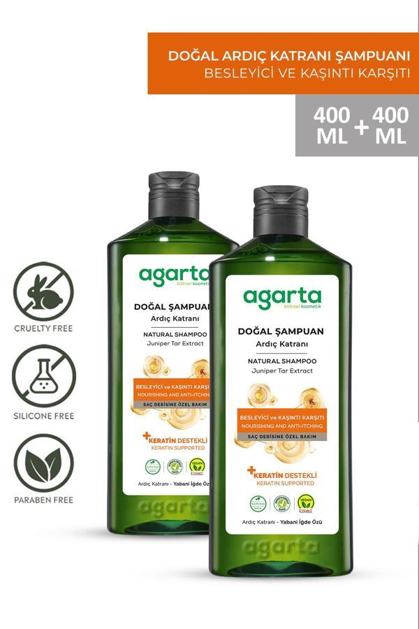 Agarta 2 Adet Doğal Ardıç Katranı Ve Keratin Saç Egzaması Şampuan 400 Ml - Image 1
