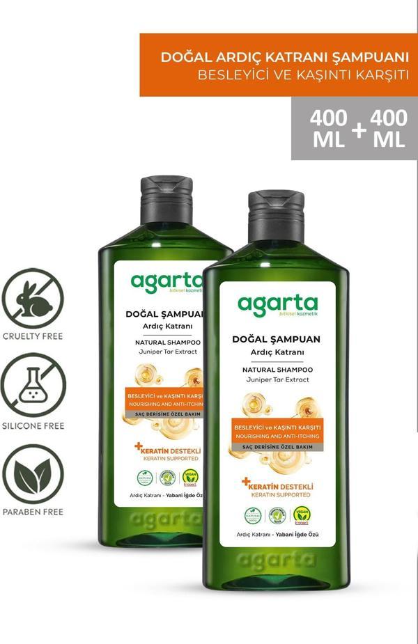 Agarta 2 Adet Doğal Ardıç Katranı Ve Keratin Saç Egzaması Şampuan 400 Ml - Image 1