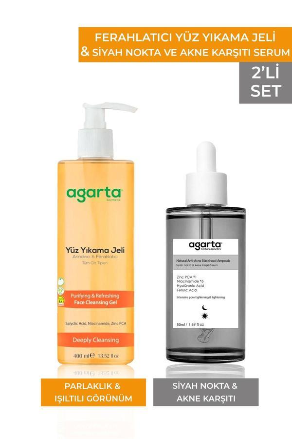 Agarta 2 Li Set Canlandırıcı Ve Ferahlatıcı Jel Turuncu & Siyah Noktalar Için Serum - Image 1