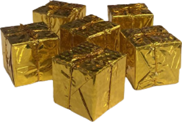 YILBAŞI AĞAÇ SÜSÜ GOLD HEDİYE PAKETİ 6'LI 6 CM - Image 1