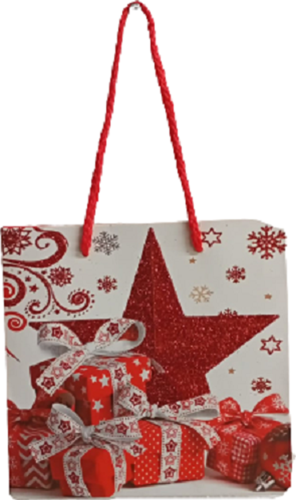 YILBAŞI KARTON ÇANTA SİMLİ KIRMIZI YILDIZLI PAKETLİ 15 X15 - Image 1