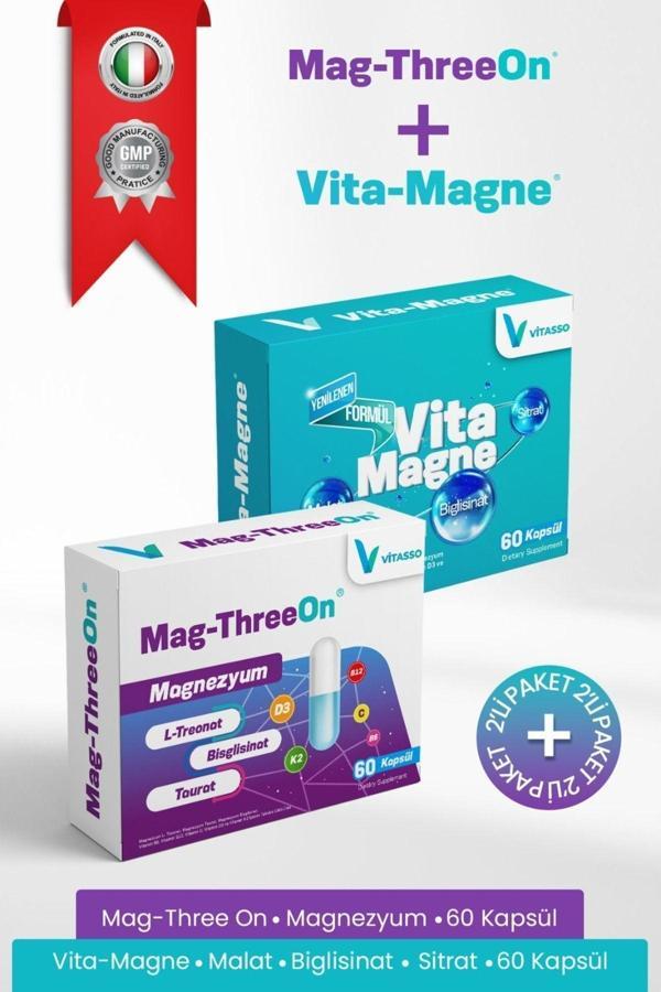 Vitasso Magnezyum Magthreeon & Vitamagne Organik Magnezyum Formlar Ve Vitamin Formlar 2'Li Paket - Image 1