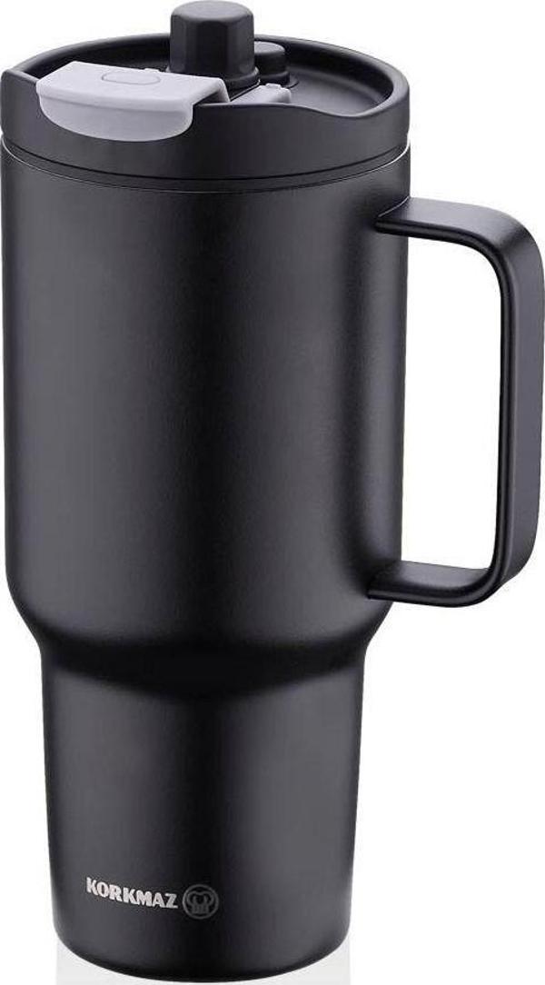 Korkmaz A5577 Freedom 1 Litre Siyah Pipetli Bardak Termos - Image 1
