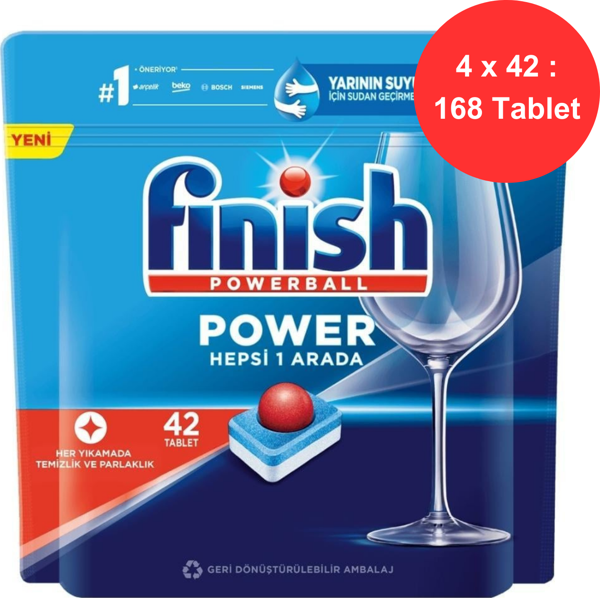 Finish Hepsi Bir Arada Bulaşık Tableti | 4 Paket | Toplam 168 Yıkama | Ekonomik Süper Set - Image 1