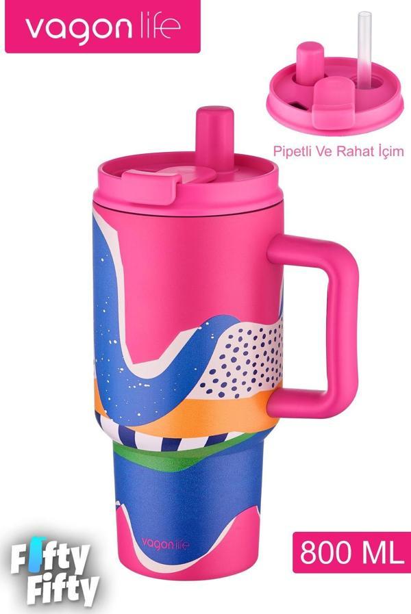 Vagonlife Tumbler Cup 800 ML Pipetli/Rahat İçim  Vakumlu Paslanmaz Çelik Termos-FFVGN8138800ML - Image 1