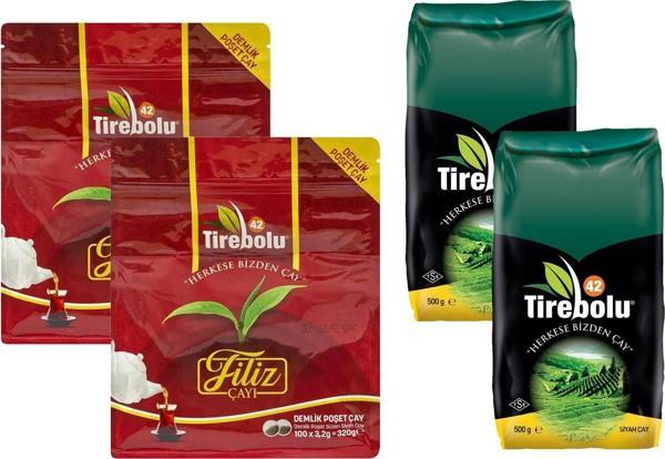 Tirebolu 42 Filiz Çayı Demlik Poşet 100 lü + Dökme Çay 500 gr 4 lü Paket - Image 1