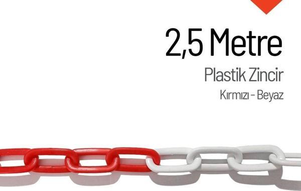 Plastik Zincir Kırmızı-Beyaz 2,5 m - Image 1
