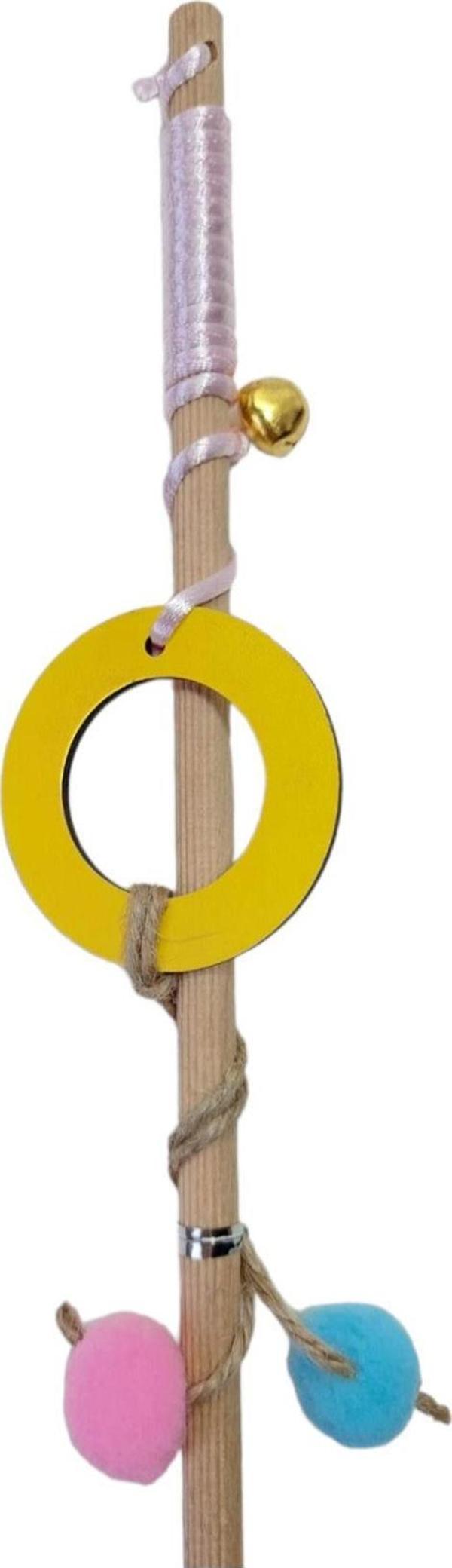 Be Cat Kedi Oltası Ahşap Saplı Renkli Tüylü Oyuncak 50 Cm - Image 1