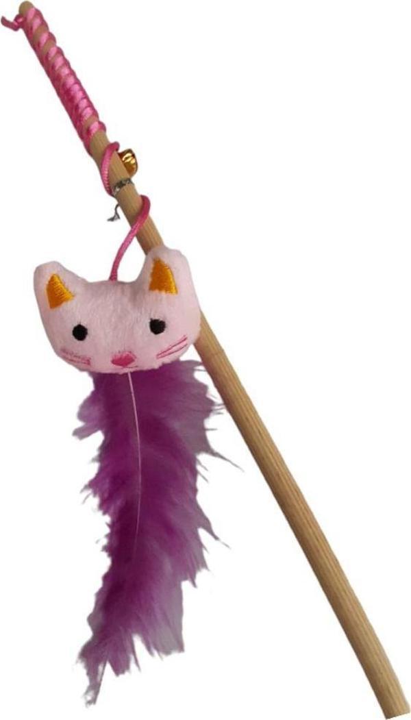 Be Cat Kedi Oltası Peluş Pembe Oyuncaklı Çanlı,Tüylü - Image 1